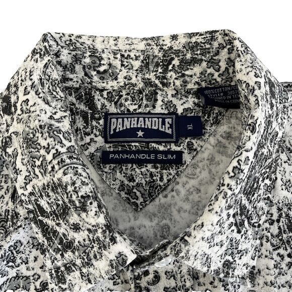 Mens Panhandle Slim LS Western Diamond Pearl Snap Shirt Sz XL Paisley - Picture 2 of 6